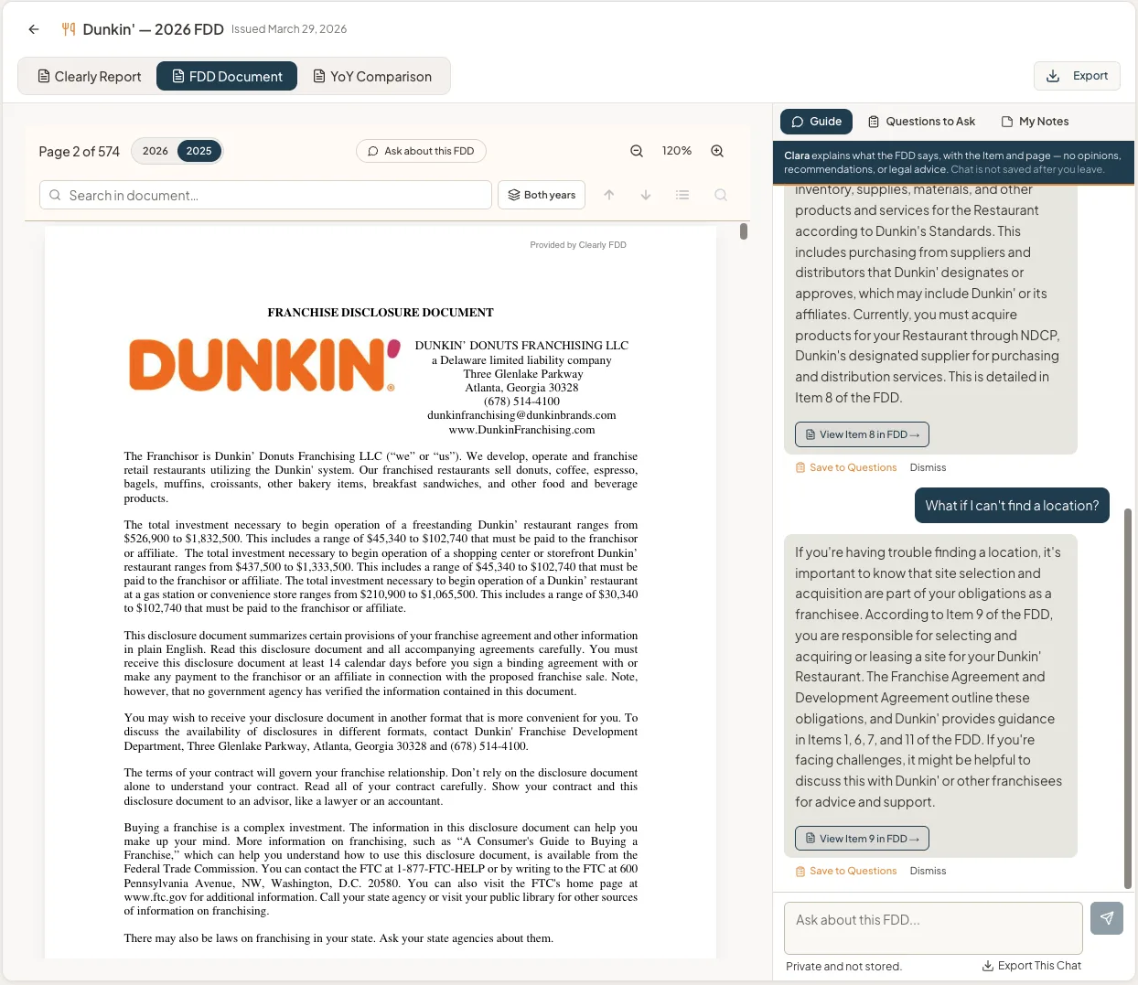 The original FDD open beside the Clearly Report, scrolled to the Item being read